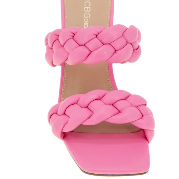 Woven Braided 2 Strap Square Toe Dress Sandals Heels - Picture 2 of 7